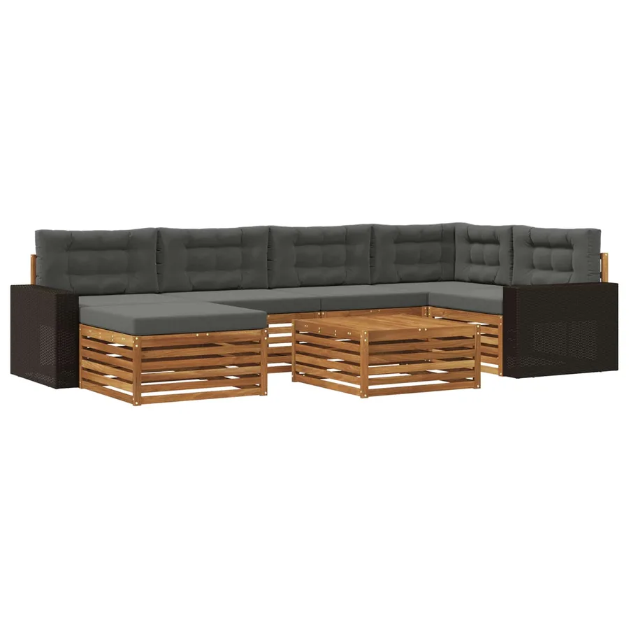 Ensemble de canapés d'extérieur 7 pcs Naturel et Anthracite - 2
