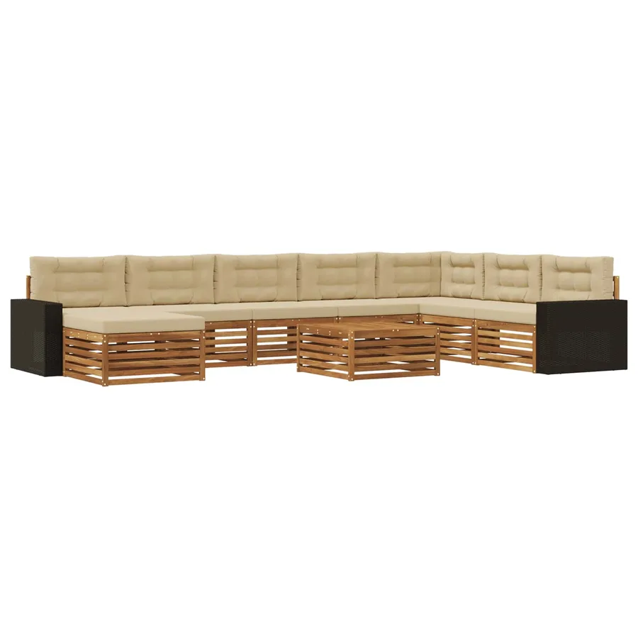 Ensemble de canapés d'extérieur 9 pcs Naturel et Beige - 2