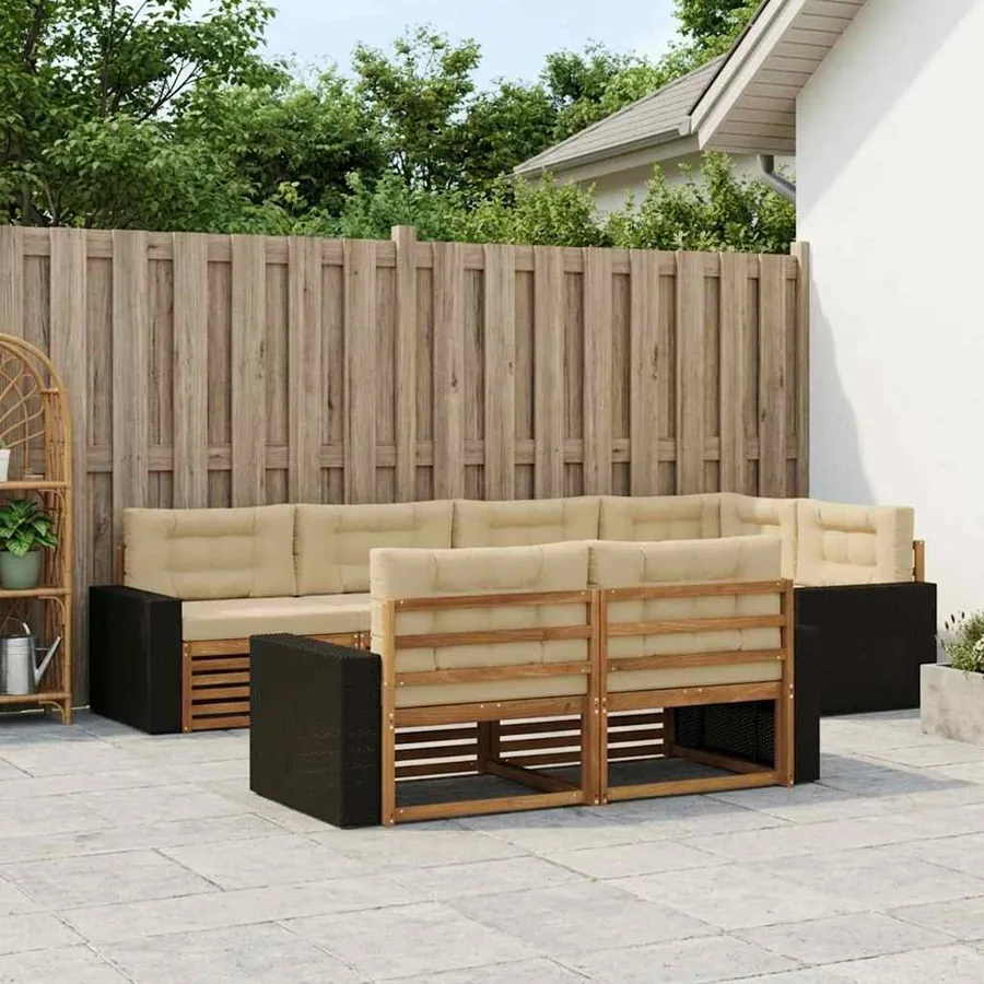 Ensemble de canapés d'extérieur 7 pcs Naturel et Beige