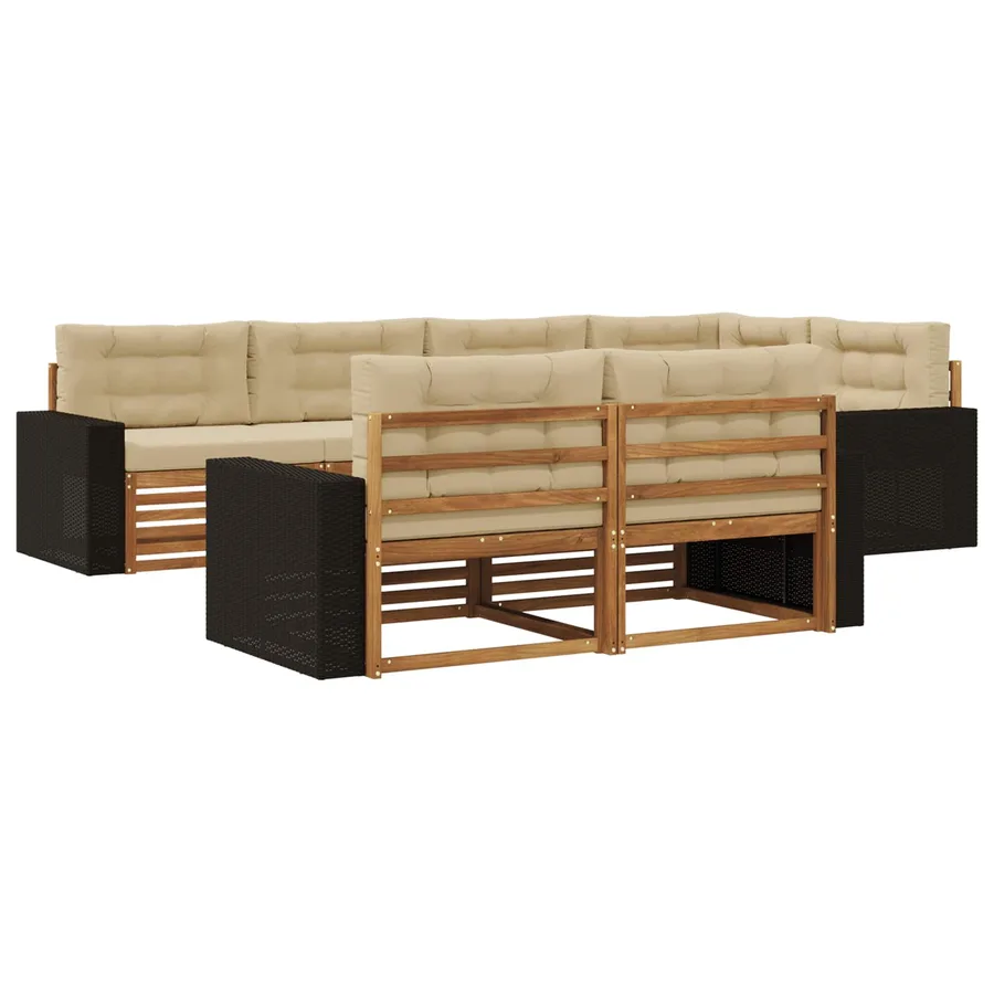 Ensemble de canapés d'extérieur 7 pcs Naturel et Beige - 2