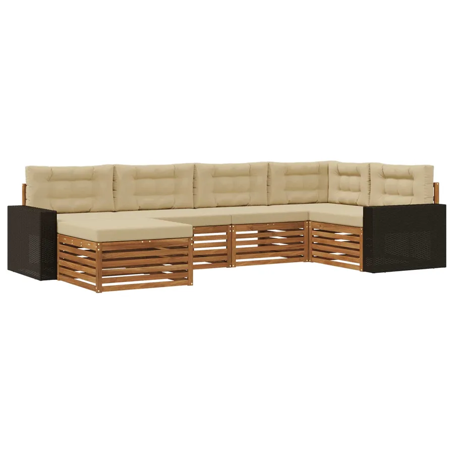 Ensemble de canapés d'extérieur 6 pcs Naturel et Beige - 2
