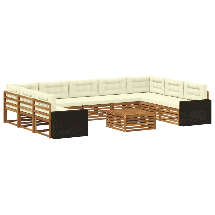 Ensemble de canapés d'extérieur 10 pcs Naturel et Crème - 2