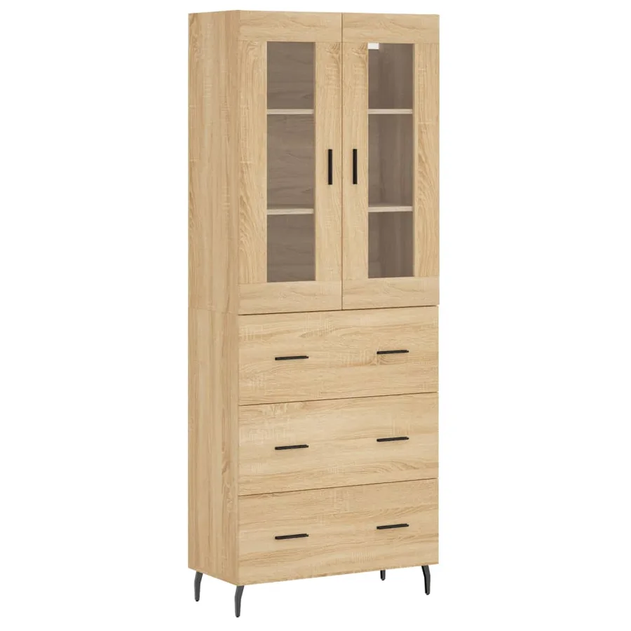 Buffet haut Chêne sonoma 69,5x34x180 cm Bois d'ingénierie - 2