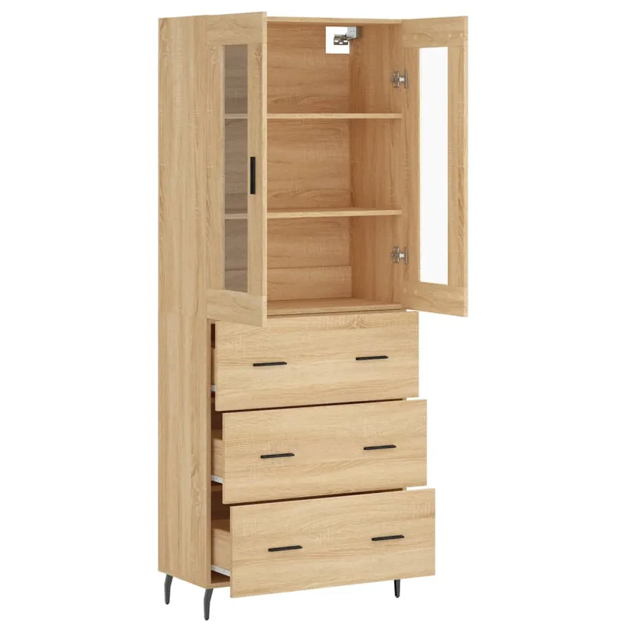 Buffet haut Chêne sonoma 69,5x34x180 cm Bois d'ingénierie - 4