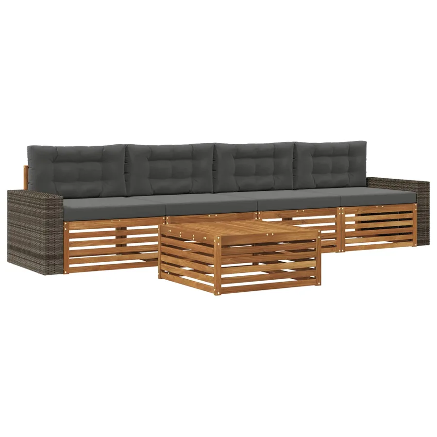 Ensemble de canapés d'extérieur 5 pcs Naturel et Anthracite - 2
