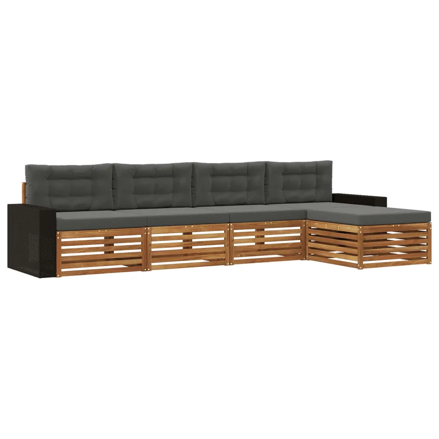 Ensemble de canapés d'extérieur 5 pcs Naturel et Anthracite - 2