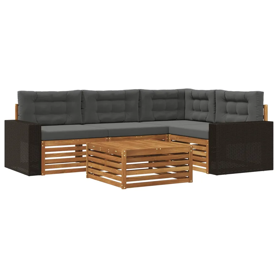 Ensemble de canapés d'extérieur 5 pcs Naturel et Anthracite - 2