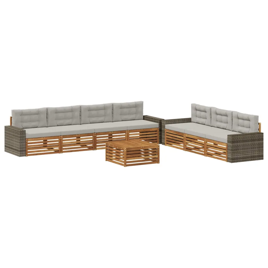 Ensemble de canapés d'extérieur 8 pcs Naturel et gris clair - 2
