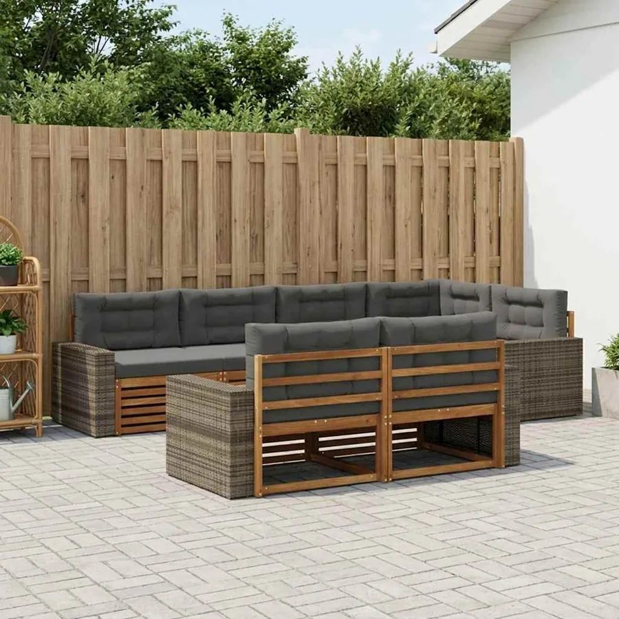 Ensemble de canapés d'extérieur 7 pcs Naturel et Anthracite