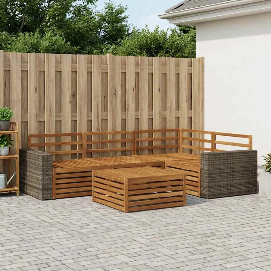 Ensemble de canapés d'extérieur 5 pcs Naturel 79 x 79 x 37 cm