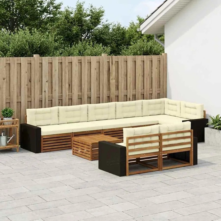 Ensemble de canapés d'extérieur avec coussin 9 pcs