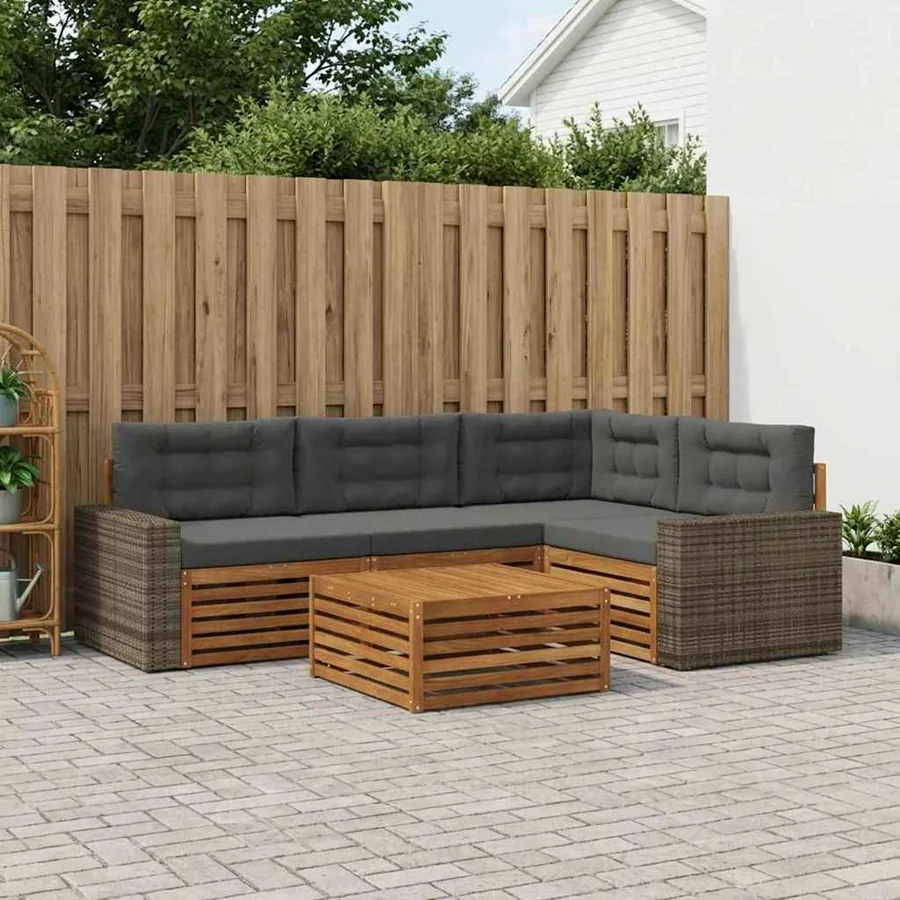 Ensemble de canapés d'extérieur 5 pcs Naturel et Anthracite