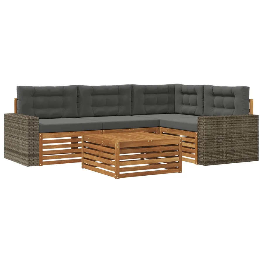 Ensemble de canapés d'extérieur 5 pcs Naturel et Anthracite - 2