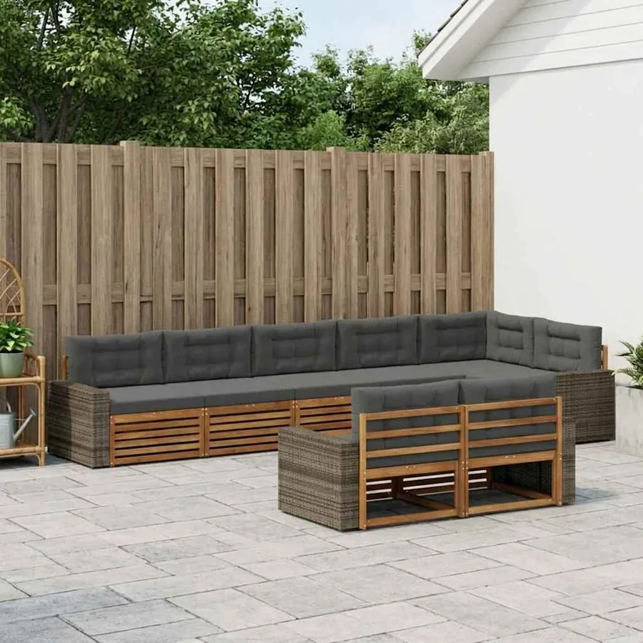 Ensemble de canapés d'extérieur 8 pcs Naturel et Anthracite