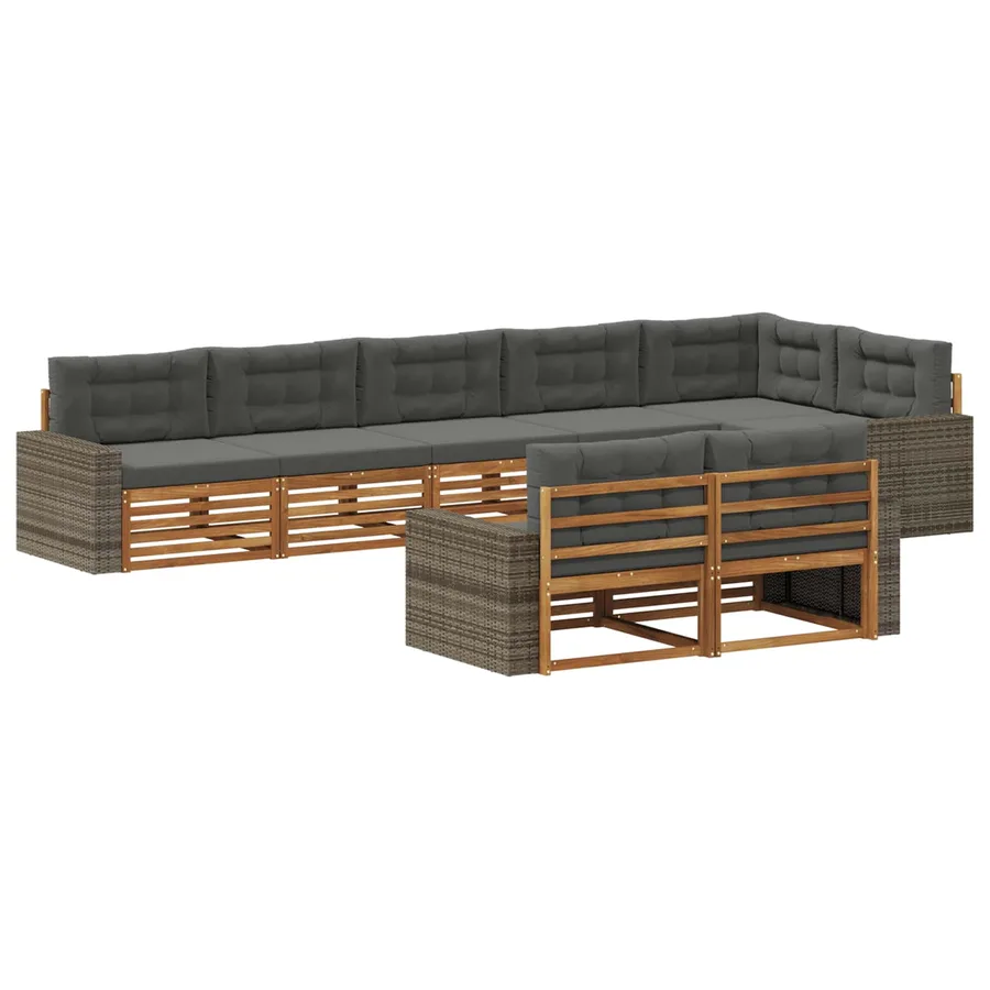 Ensemble de canapés d'extérieur 8 pcs Naturel et Anthracite - 2