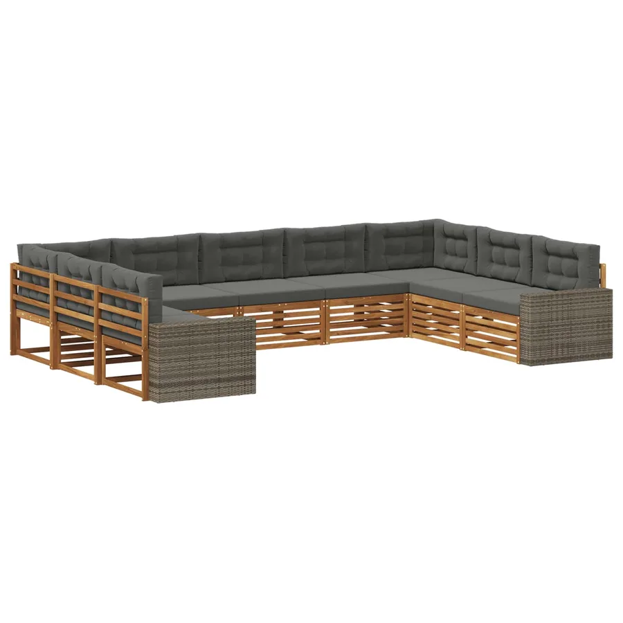 Ensemble de canapés d'extérieur 9 pcs Naturel et Anthracite - 2