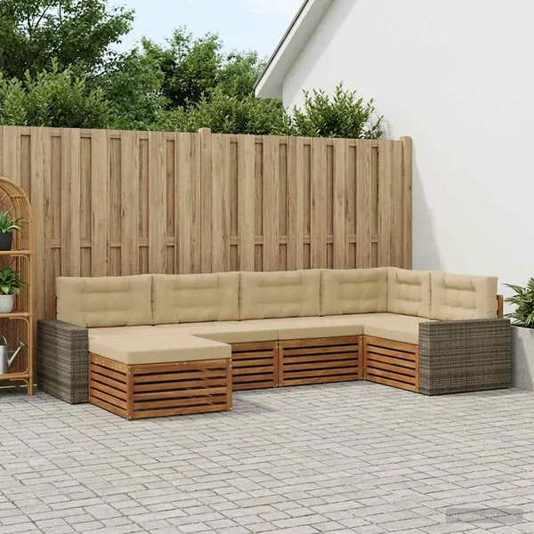 Ensemble de canapés d'extérieur 6 pcs Naturel et Beige