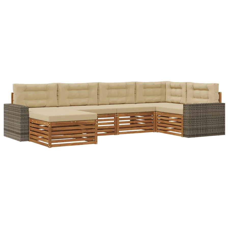 Ensemble de canapés d'extérieur 6 pcs Naturel et Beige - 2