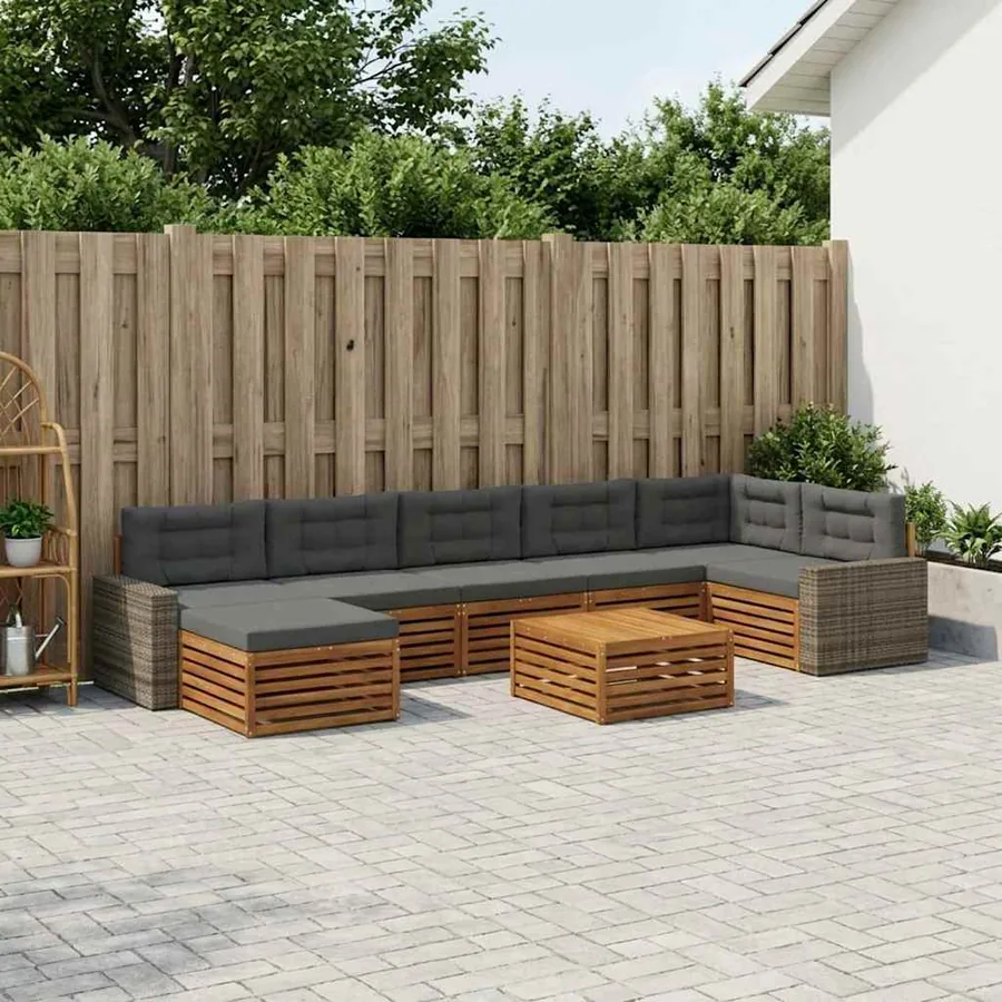 Ensemble de canapés d'extérieur 8 pcs Naturel et Anthracite