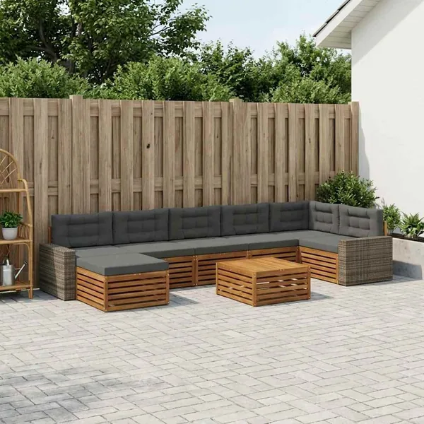 Ensemble de canapés d'extérieur 8 pcs Naturel et Anthracite
