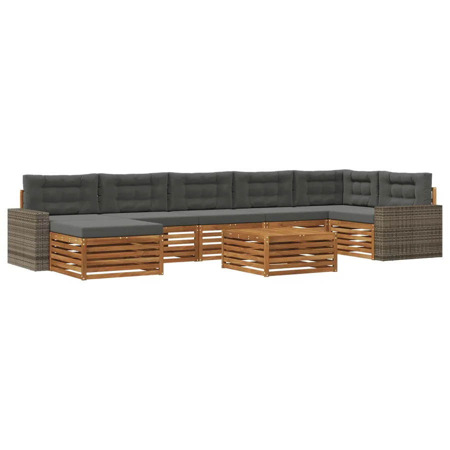 Ensemble de canapés d'extérieur 8 pcs Naturel et Anthracite - 2