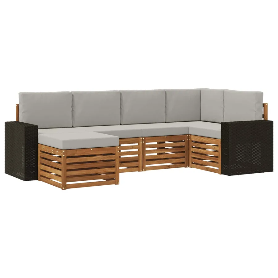 Ensemble de canapé d'angle 6 pcs Naturel et gris clair - 2