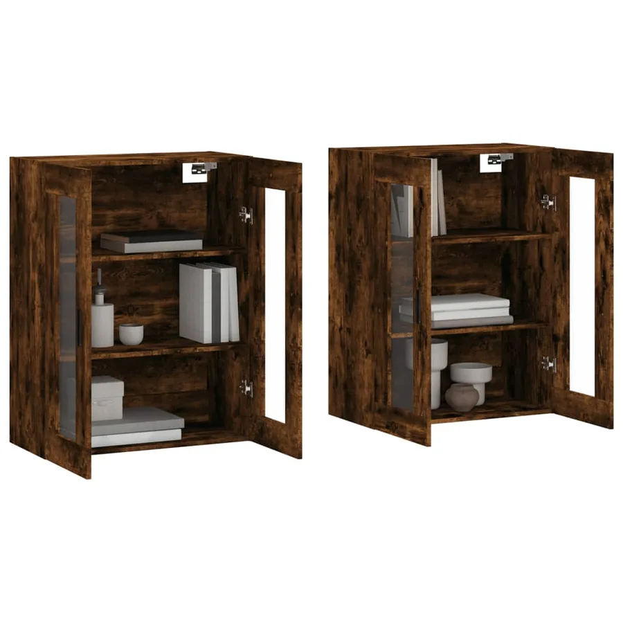 Armoires murales 2 pcs chêne fumé bois d'ingénierie - 3
