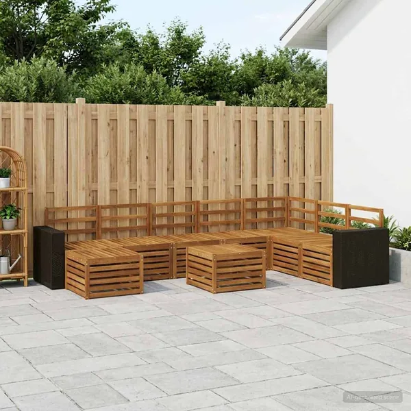 Ensemble de canapés d'extérieur 9 pcs Naturel