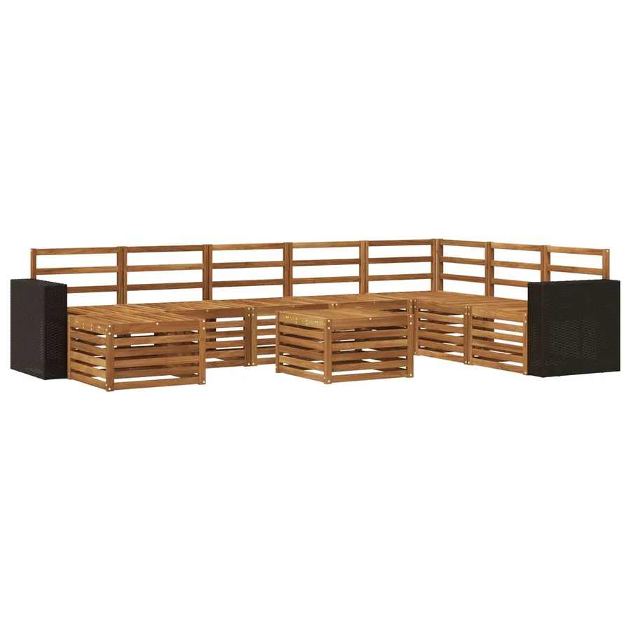 Ensemble de canapés d'extérieur 9 pcs Naturel - 2