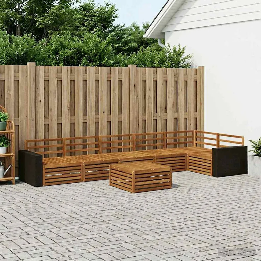 Ensemble de canapés d'extérieur 7 pcs Naturel 79 x 79 x 37 cm