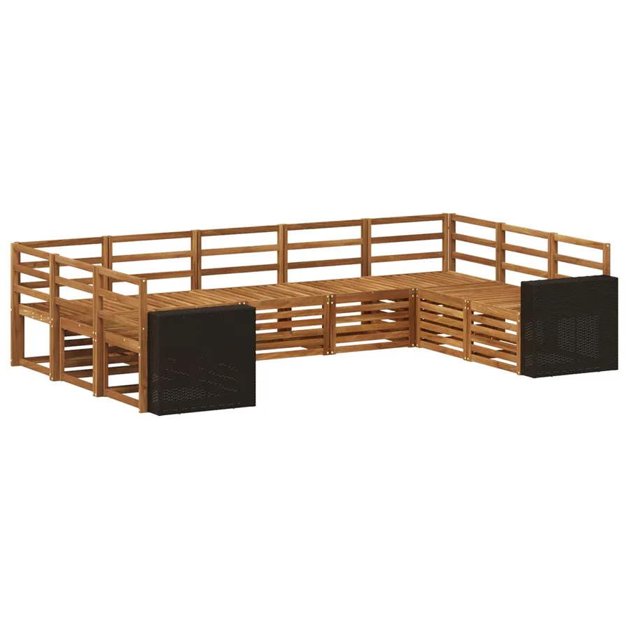 Ensemble de canapé d'angle 9 pcs Naturel Bois d'Acacia Massif - 2