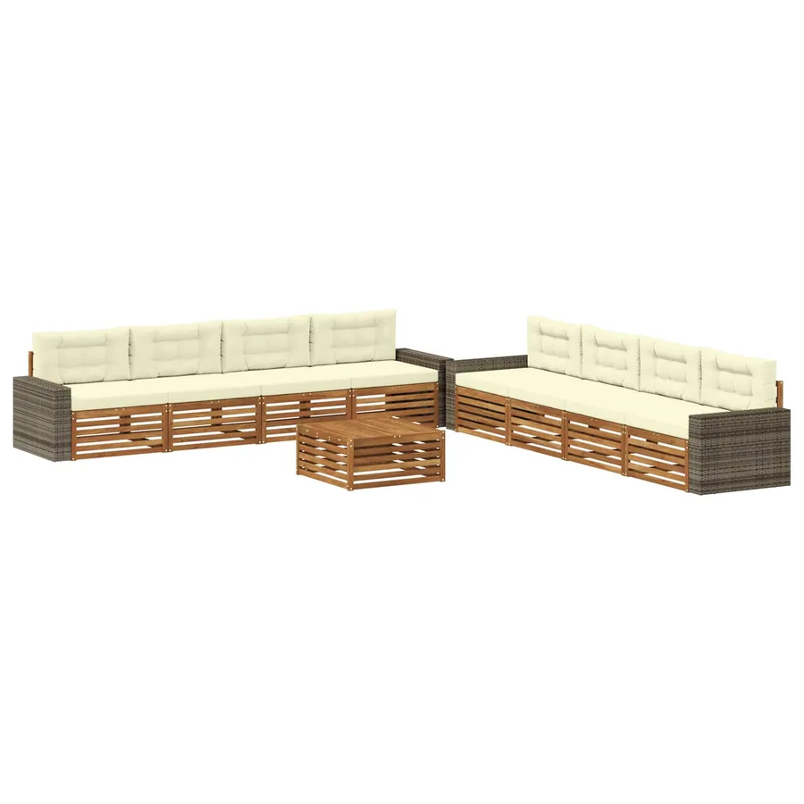 Ensemble de canapés d'extérieur 9 pcs Naturel et Crème - 2