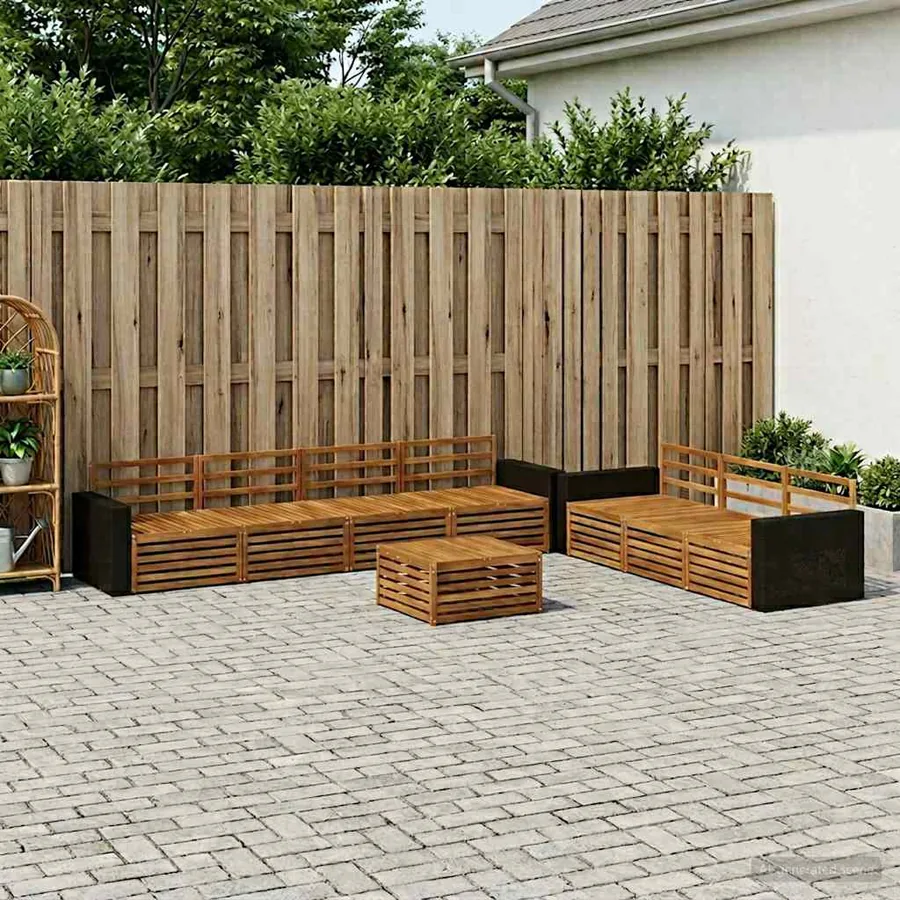 Ensemble de canapés d'extérieur 8 pcs Naturel 79 x 79 x 37 cm