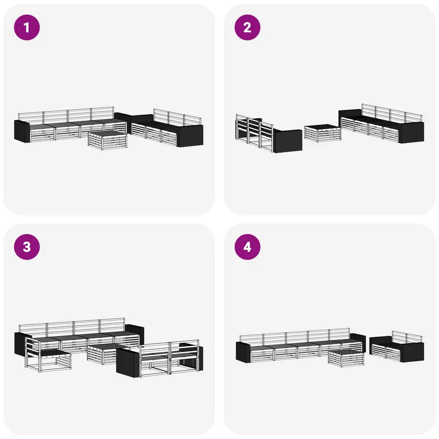 Ensemble de canapés d'extérieur 8 pcs Naturel 79 x 79 x 37 cm - 7