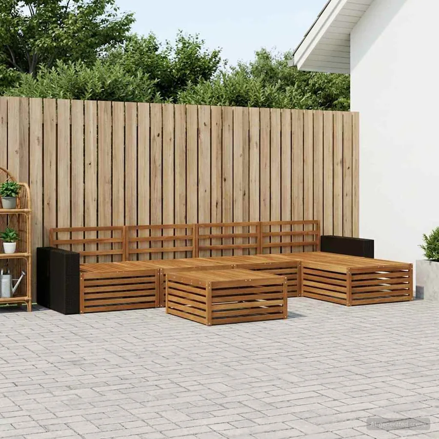 Ensemble de canapés d'extérieur 6 pcs Naturel 79 x 79 x 37 cm