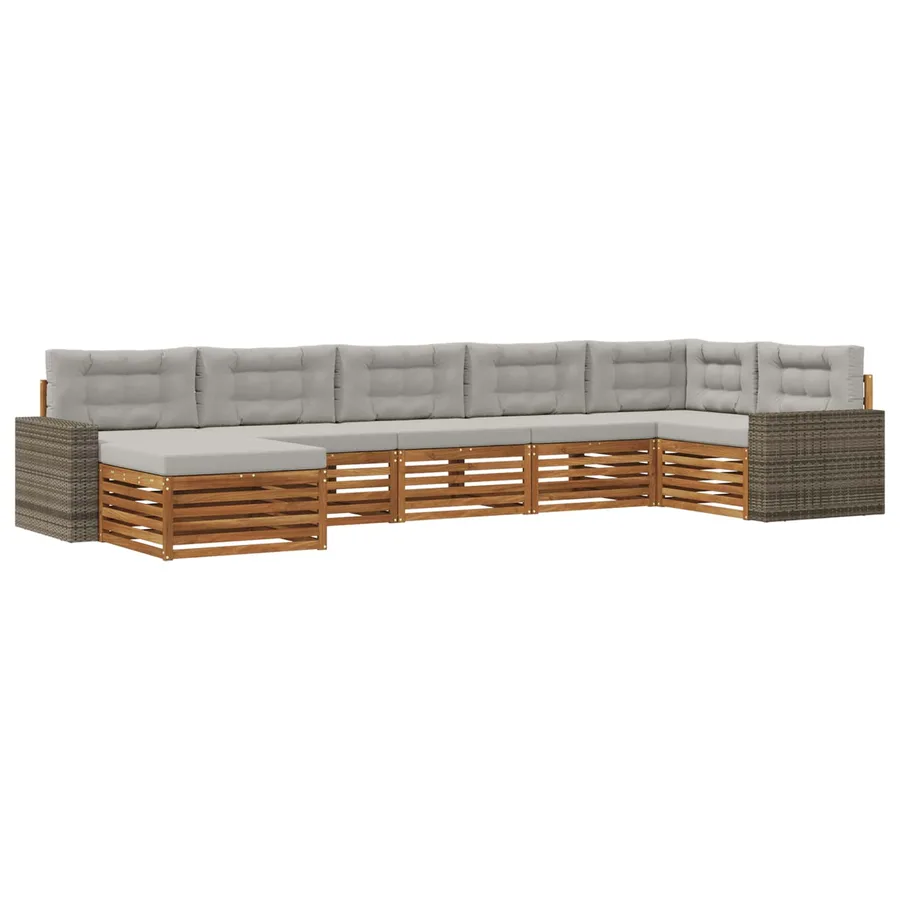 Ensemble de canapés d'extérieur 7 pcs Naturel et gris clair - 2