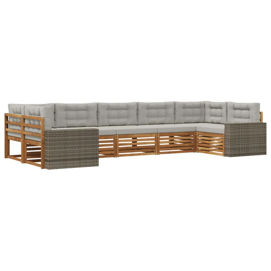 Ensemble de canapés d'extérieur 7 pcs Naturel et gris clair - 2