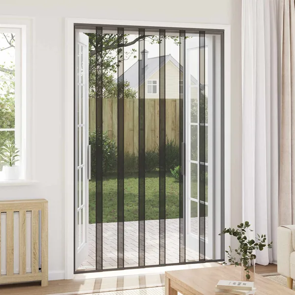 Écran de porte insectes avec rideau en maille Noir 160 x 240 cm