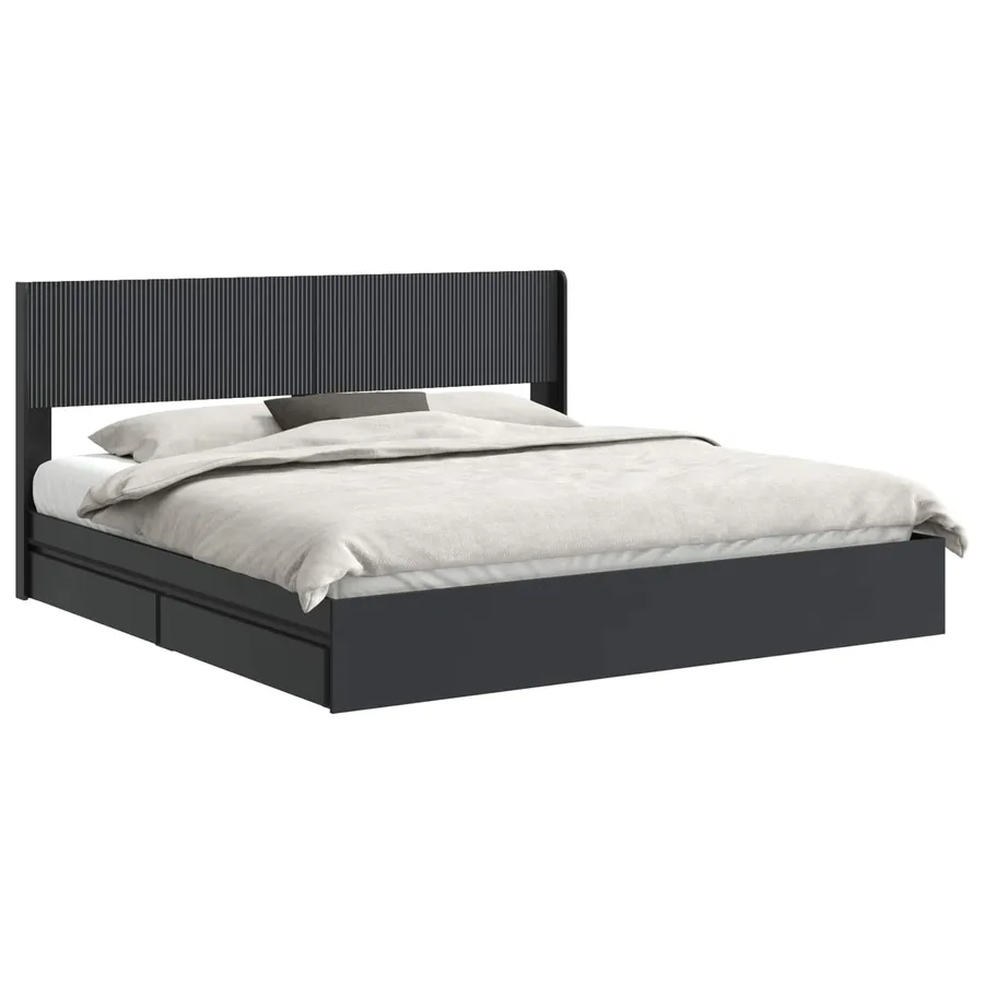 Cadre de lit avec rangement et tête de lit 2 pc - 2