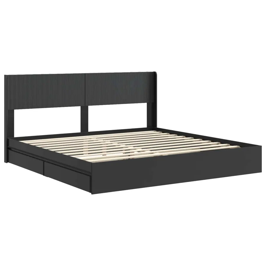 Cadre de lit avec rangement et tête de lit 2 pc - 4