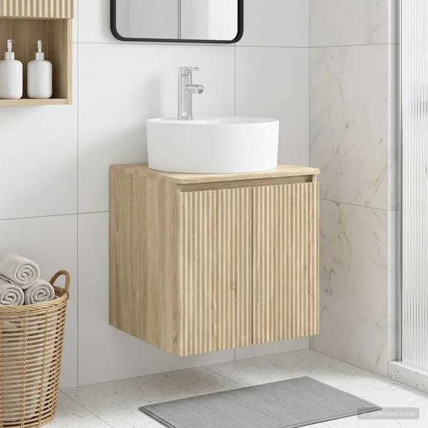 Vanité de lavabo mural Chêne Sonoma 49,5 x 44,5 x 65 cm