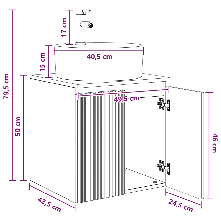 Vanité de lavabo mural Chêne Sonoma 49,5 x 44,5 x 65 cm - 8