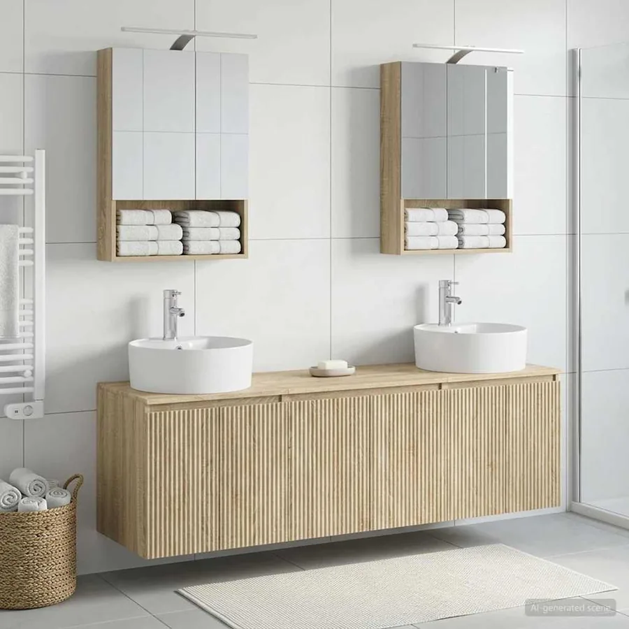 Ensemble d'armoire de salle de bain 5 pcs Chêne Sonoma