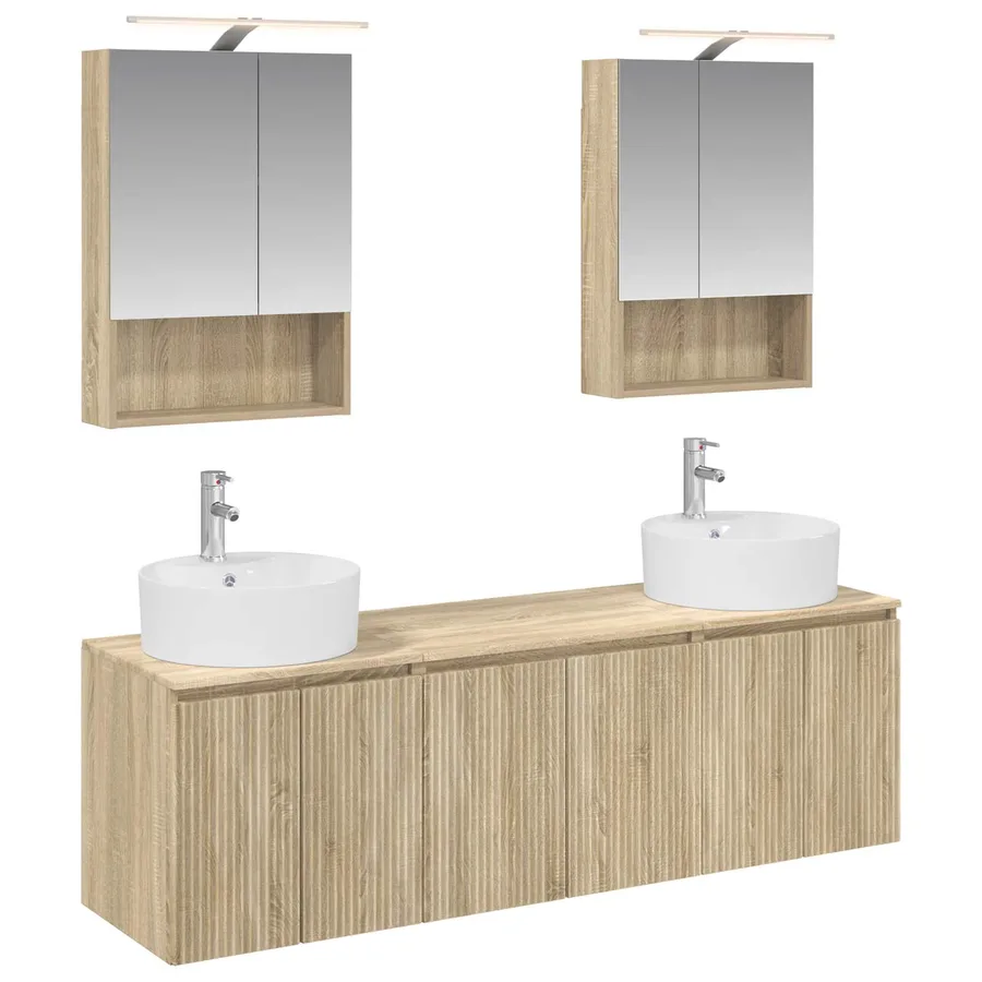 Ensemble d'armoire de salle de bain 5 pcs Chêne Sonoma - 2