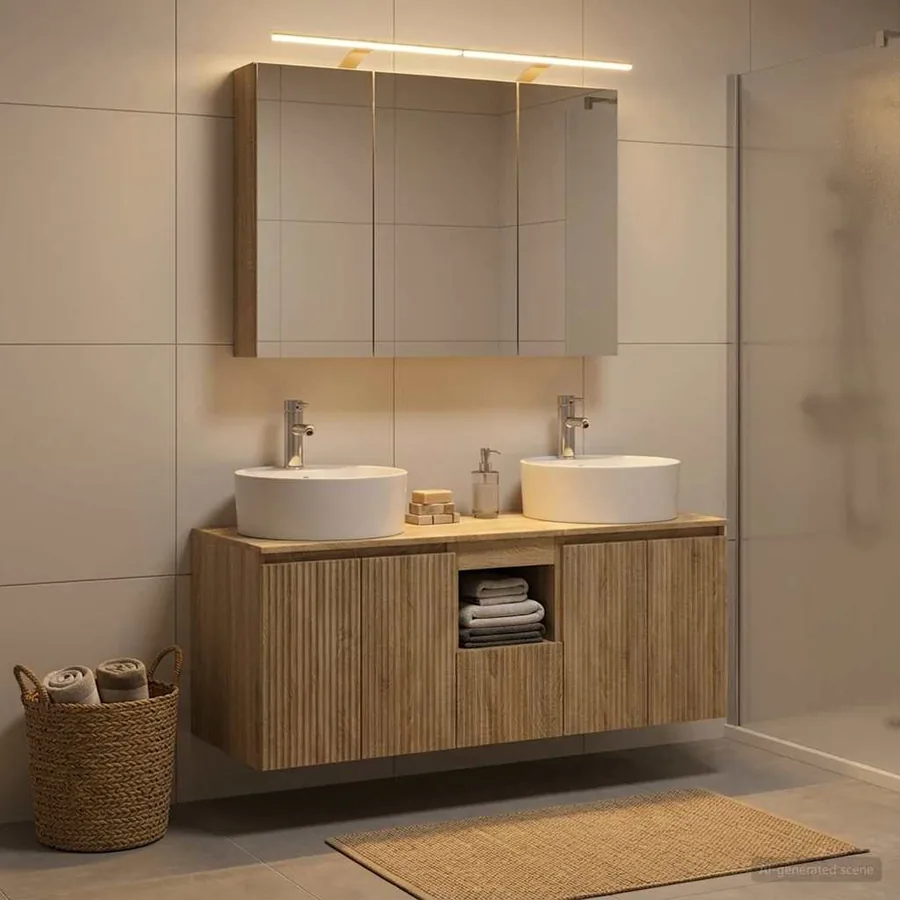 Ensemble d'armoire de salle de bain 4 pcs Chêne Sonoma