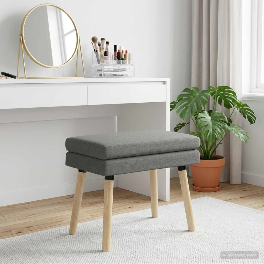 Banc à double couche Gris foncé 60 x 40 x 46 cm Tissu - 3