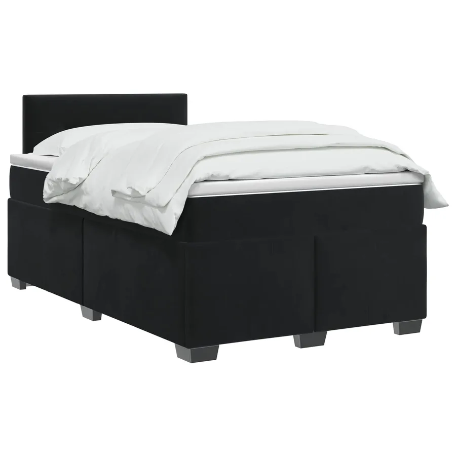 Lit boxspring avec matelas Noir 120 x 200 cm Velours - 2