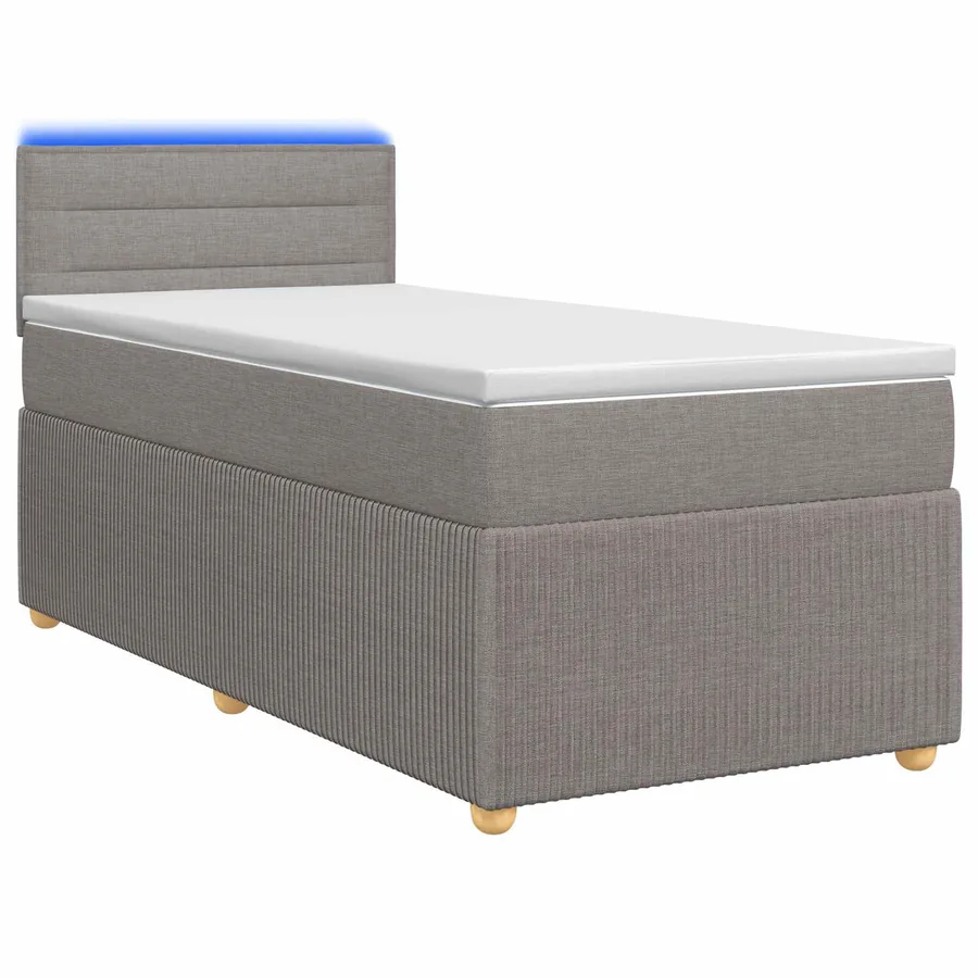 Lit boxspring avec matelas Taupe 90 x 200 cm Tissu