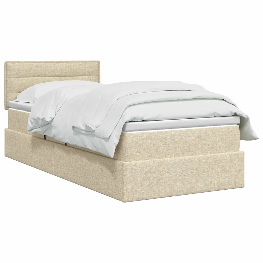 Lit avec rangement et matelas Crème 90 x 200 cm - 2