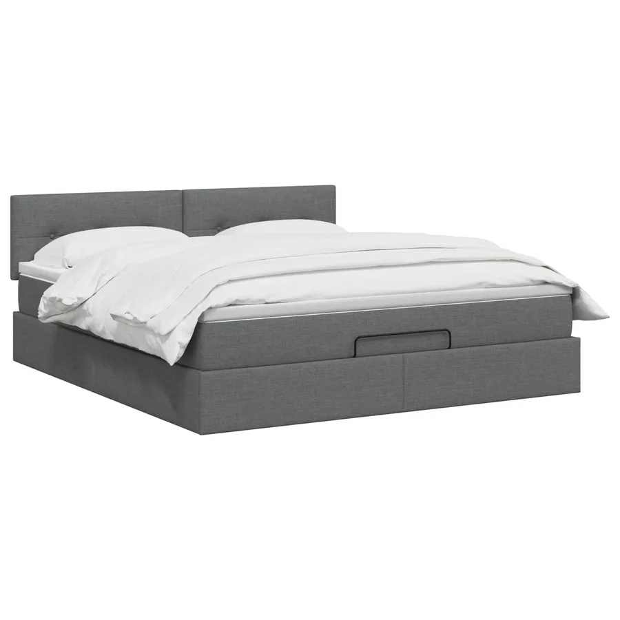 Lit ottoman avec matelas Gris foncé 140 x 190 cm Tissu - 2